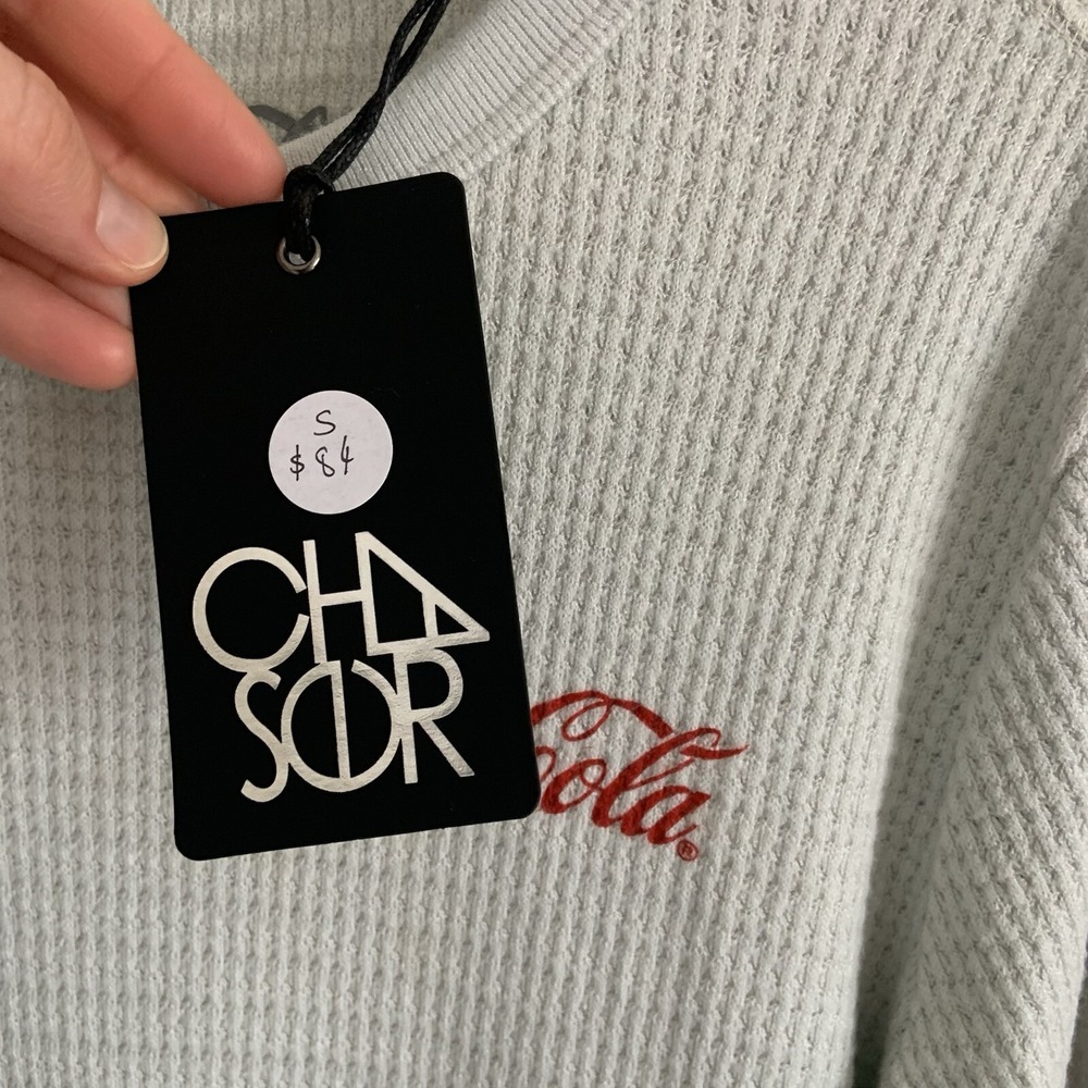 Coca Cola Logo Waffle Knit Thermal by Chaser women sz S Nostalgia Memorabilia - Picture 5 of 14